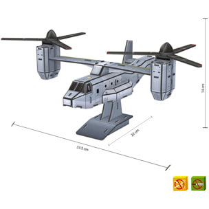 Puzzle 3D Aircraft MV-22 OSPREY - 50 piezas - Tamaño montado: 45 x 33 x 22 cms