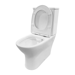 Pack WC A6 + Manguito conector | Inodoro de ceramica | Manguito extensible 150-470mm | WC con Tapa amortiguada | Doble descarga | Salida dual | Alday