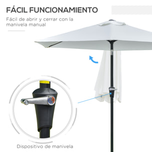 Sombrilla de Jardín Ø230x216 cm Parasol de Terraza con Apertura Manual Ángulo Ajustable e Impermeable para Balcón Piscina Crema