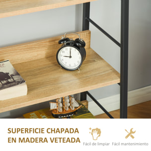 Estantería Librería de 5 Niveles Estantería de Salón Estantería para Libros con Marco de Metal Carga 25 kg para Oficina Estudio 70x35x149,5 cm Natural