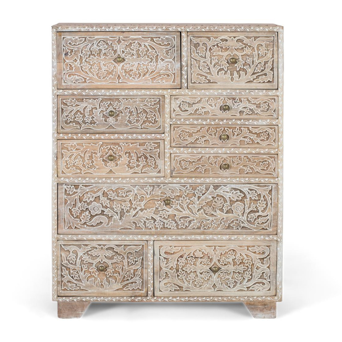 Cómoda de Madera de Mango 70 Cm Estilo Mediterráneo Colonial Moderno