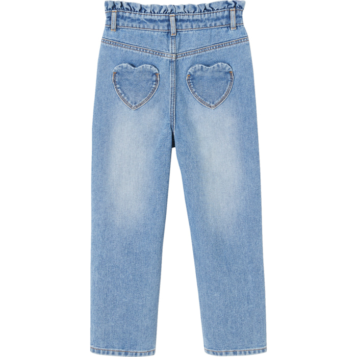 Jean Mom poches coeur au dos fille