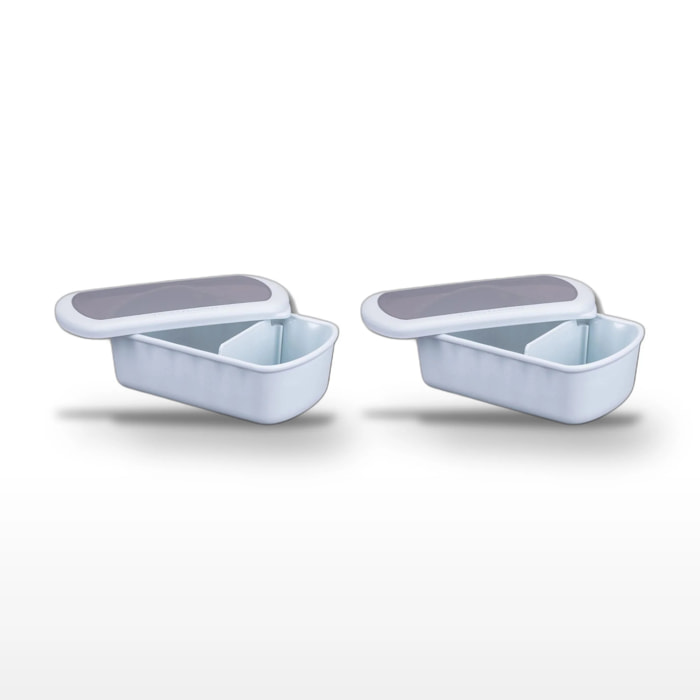 Lot de 2 Lunchbox Bleues à compartiment réglable Fackelmann Storage