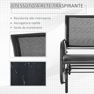 Outsunny Sedia a Dondolo da Giardino in Metallo e Seduta in Tessuto Traspirante, 75x66x85cm Nero e Grigio Scuro