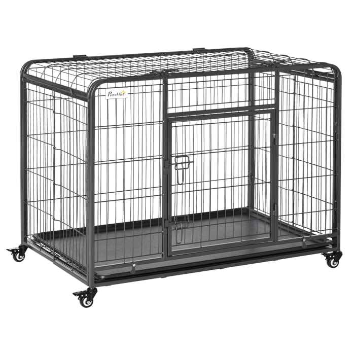 Jaula de Metal para Perros Plegable con Ruedas Bandeja Extraíble 109,5x71x78 cm