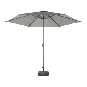 Parasol droit rond Ø300cm - Touquet Kaki - mât central en aluminium orientable et manivelle d'ouverture