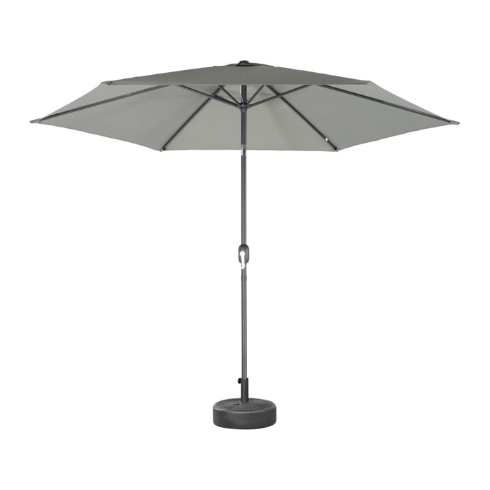 Parasol droit rond Ø300cm - Touquet Kaki - mât central en aluminium orientable et manivelle d'ouverture