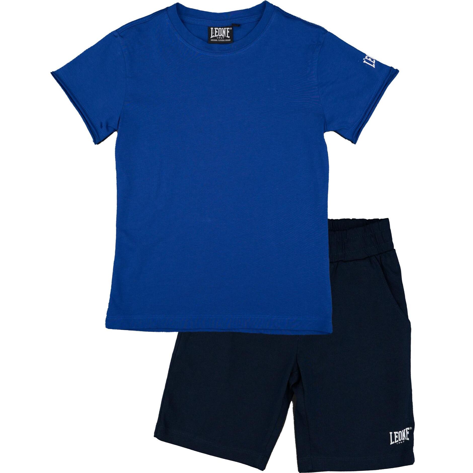 Set completo da bambino in cotone con t-shirt e pantaloncini Leone Timeless