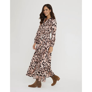 Vestido Largo Animal Print - Leormin