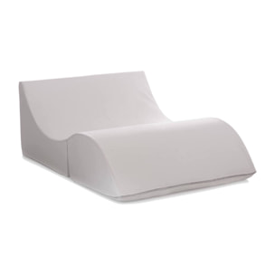 Letto pieghevole Annabella, Pouf trasformabile in letto matrimoniale, 100% Made in Italy, Pouf trasformabile in una chaise longue in ecopelle, Cm 100x200h70, Bianco