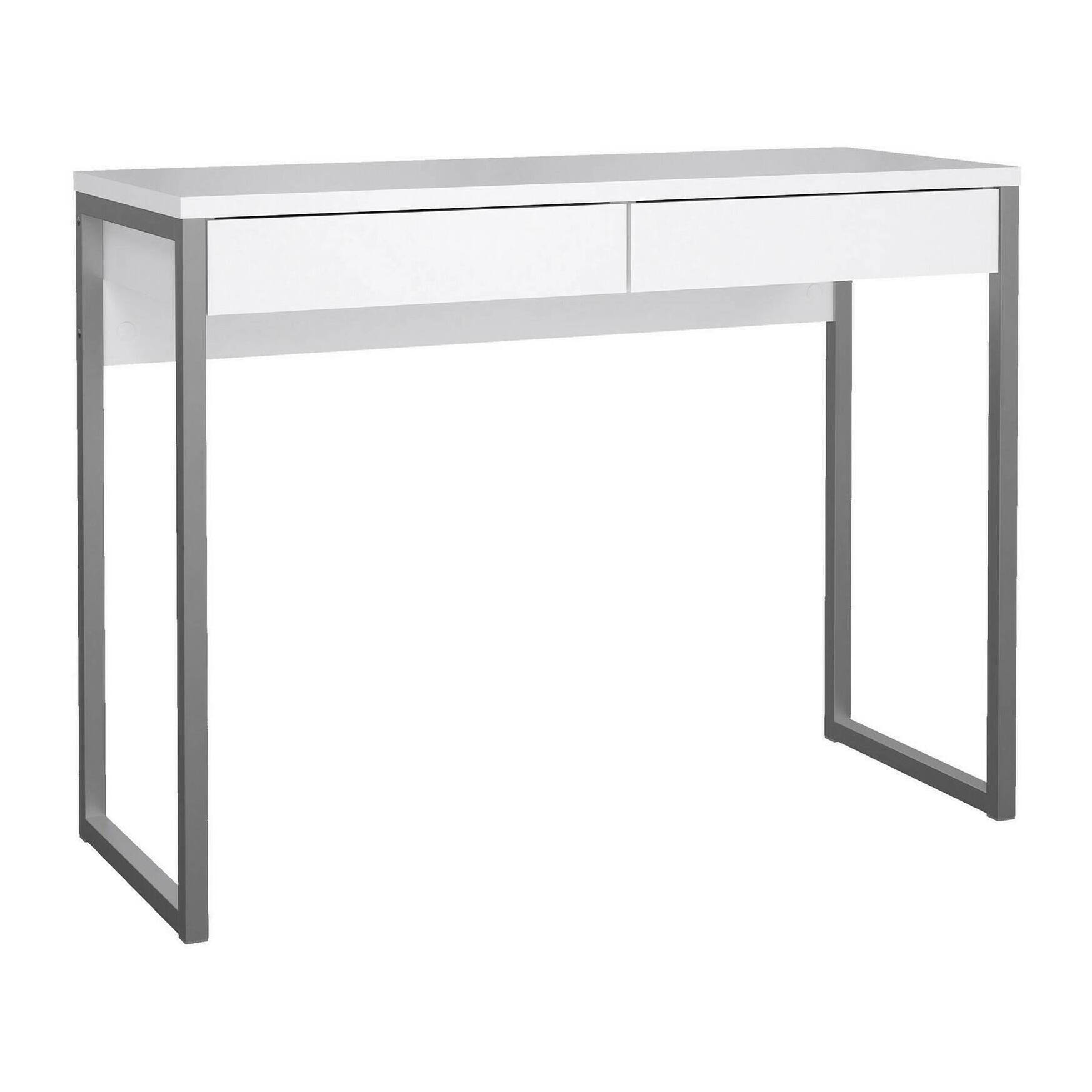 Scrivania Anavi, Scrittoio multiuso, Tavolo per ufficio porta PC, Piano di lavoro, 101x40 h77 cm, Bianco lucido