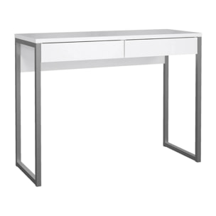 Scrivania Anavi, Scrittoio multiuso, Tavolo per ufficio porta PC, Piano di lavoro, 101x40 h77 cm, Bianco lucido
