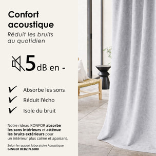 Rideau thermique phonique et semi occultant KONFOR - Naturel