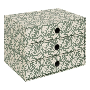 Tour rangement 3 tiroirs Florea motif fleuri vert laurier