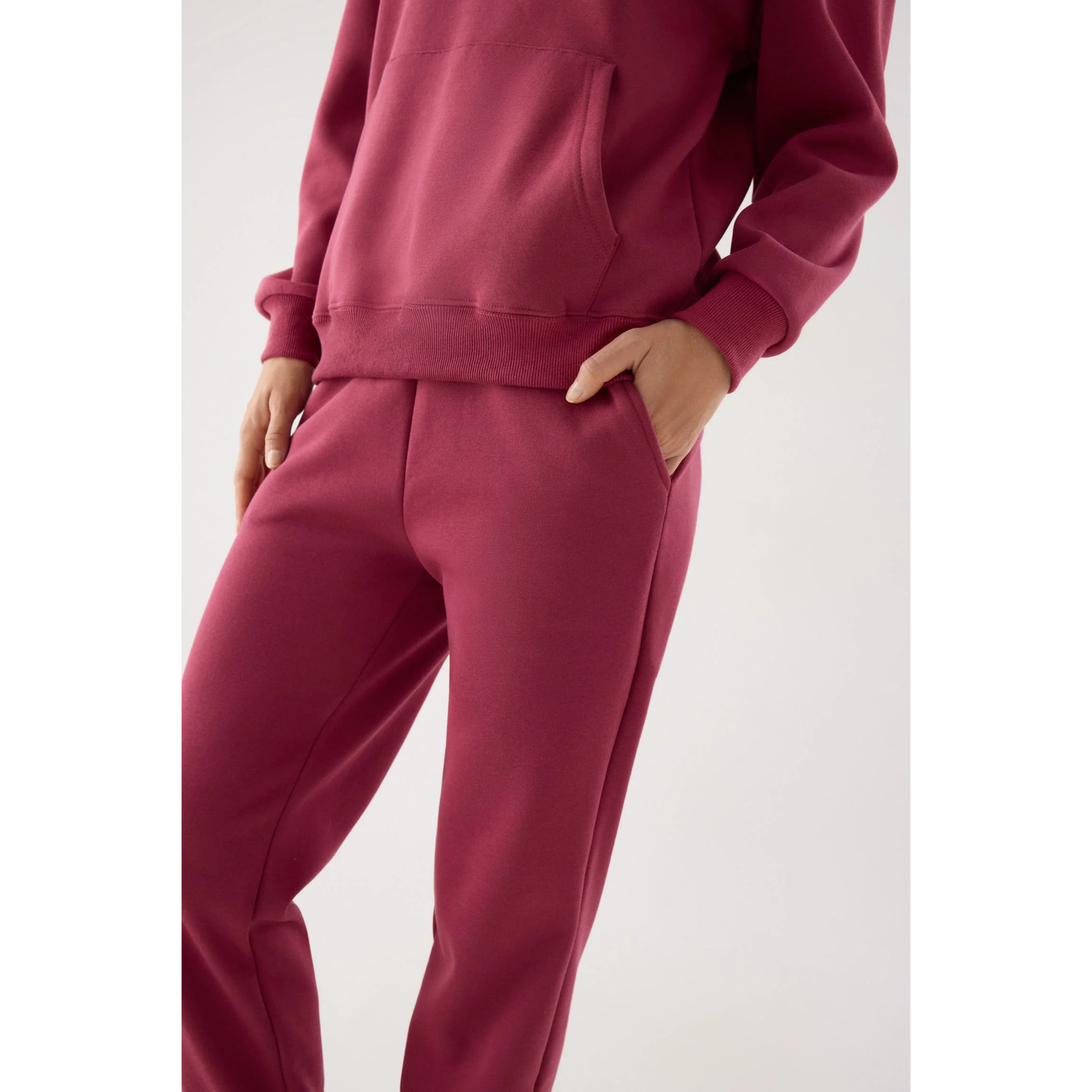 Conjunto de chándal deportivo afelpado sudadera con capucha y jogger rosa