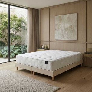 Ensemble matelas ressorts HÉLIOS, mémoire de forme, H31 cm, sommier beige
