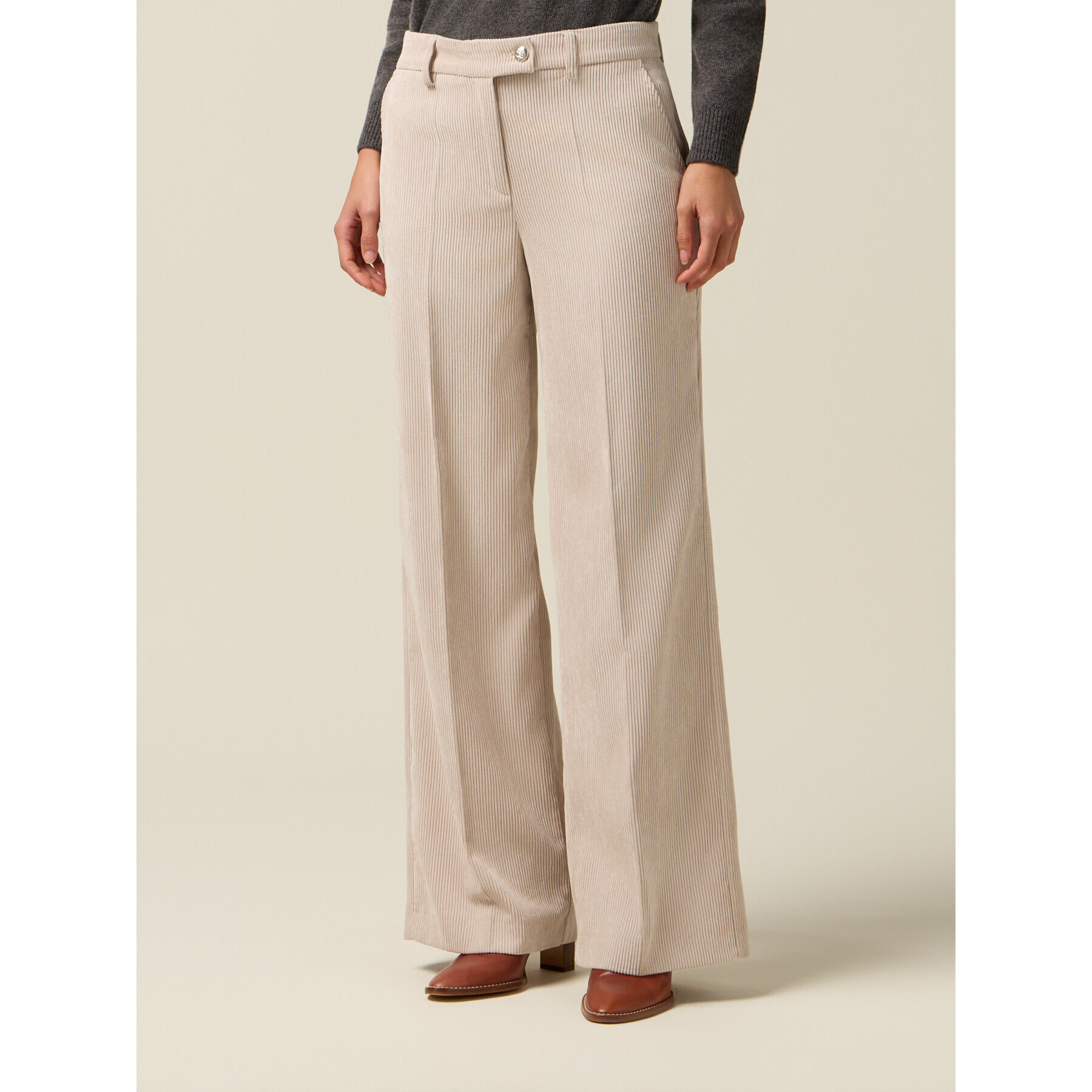 Oltre - Pantalones palazzo de pana - Beige