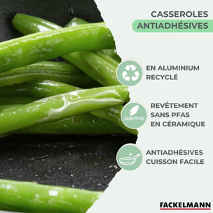 Set de 3 casseroles antiadhésives céramique 16, 18 et 20 cm et 6 ustensiles Fackelmann Brandao
