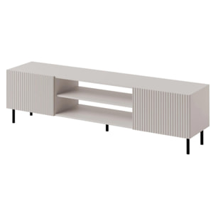 Timote - meuble TV 2 portes et 2 niches - écru - 181 cm - Écru