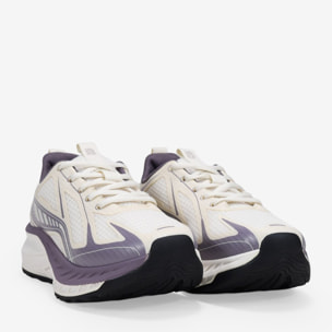 Zapatillas deportivas beige y lila con cordones