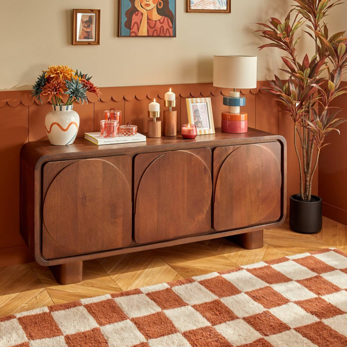 Buffet Shelty rectangulaire 70x160cm 3 portes marron