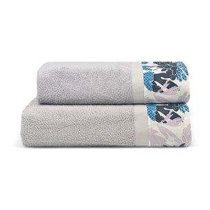 Set Spugna MORA 2 Pezzi: Viso+Ospite - Grigio - 450 gr/m² - Puro Cotone
