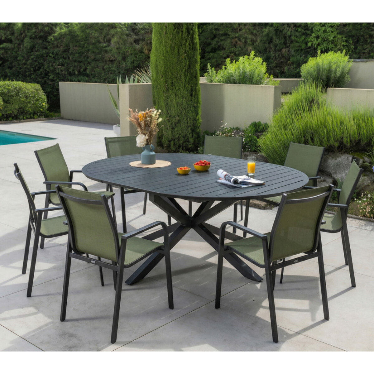 Ensemble table et chaises de jardin  - vert - AIX