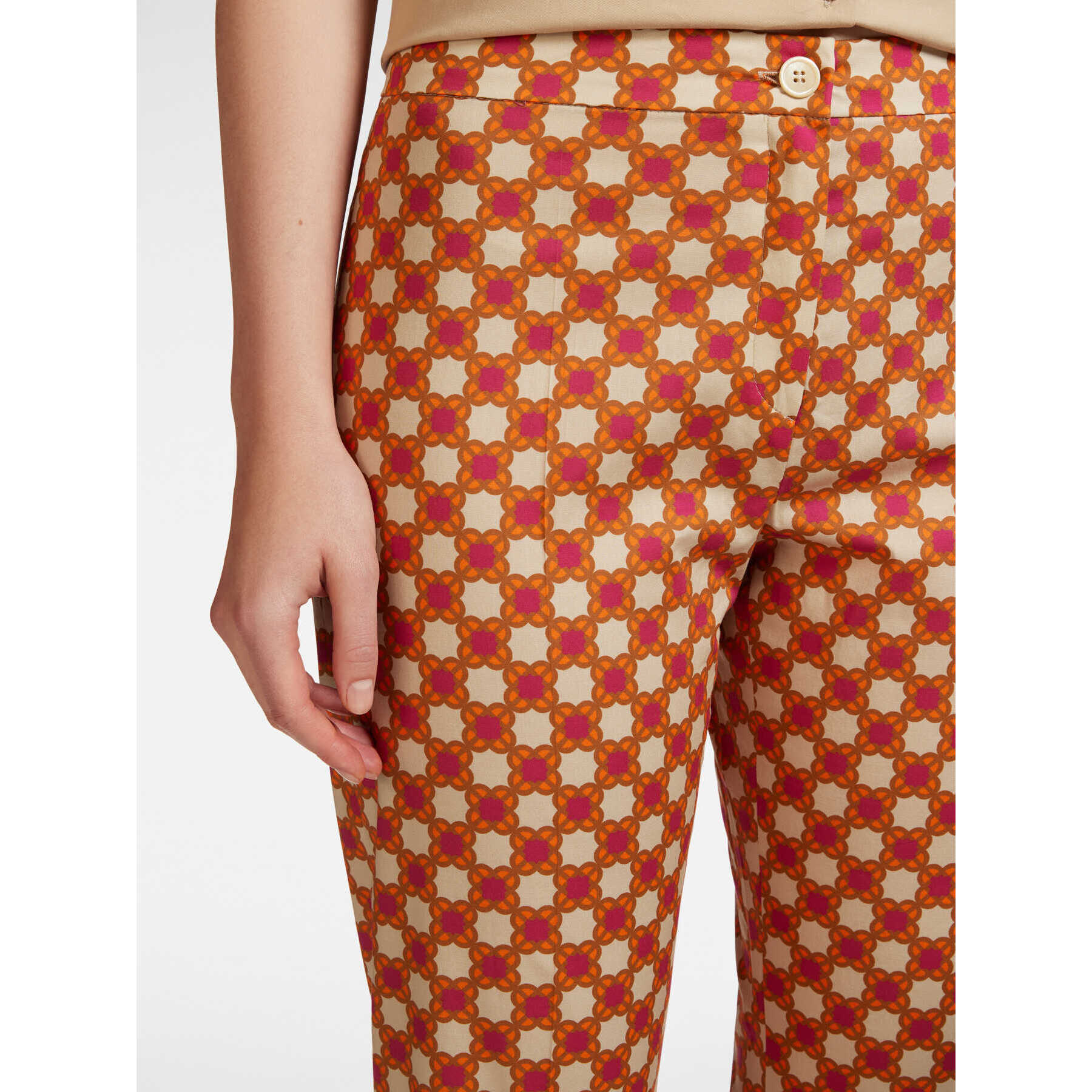 Elena Mirò - Pantalón recto estampado - Naranja sol