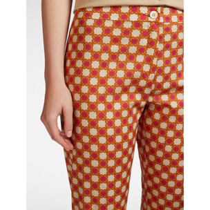 Elena Mirò - Pantalón recto estampado - Naranja sol