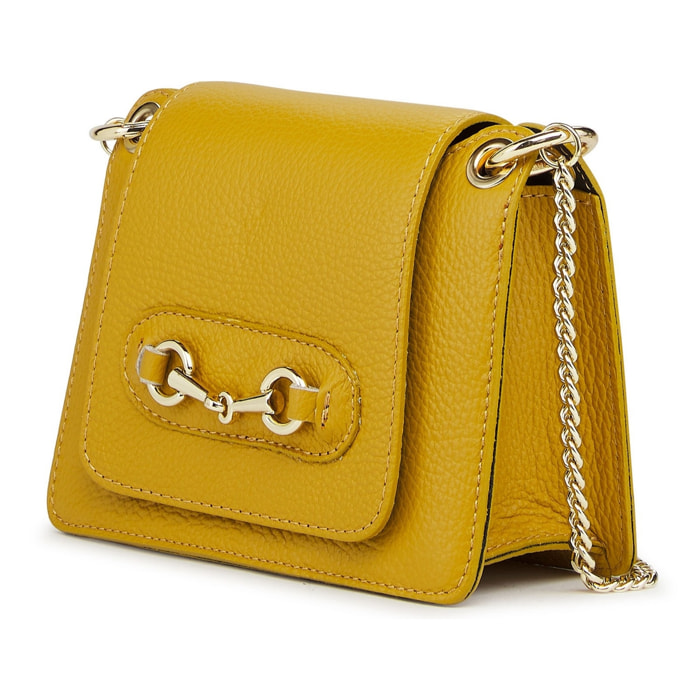 Borse Donna colore Giallo-in pelle Made in Italy 15x20x8cm