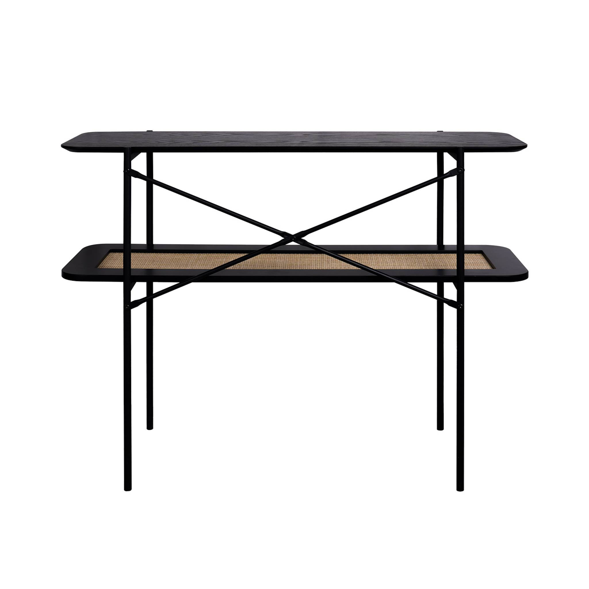 Sweeek - Console Vintage Coloris Noir 100 Cm Double Plateaux Effet Bois 