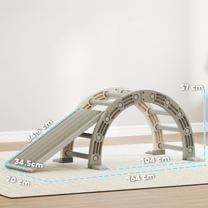Juguete de Escalada para Niños 4 en 1 con Arco de Escalada, Mecedora, Rampa y Tobogán, Juguete de Plástico para Niños de 18-48 Meses, para Interior y Exterior, Gris y Blanco