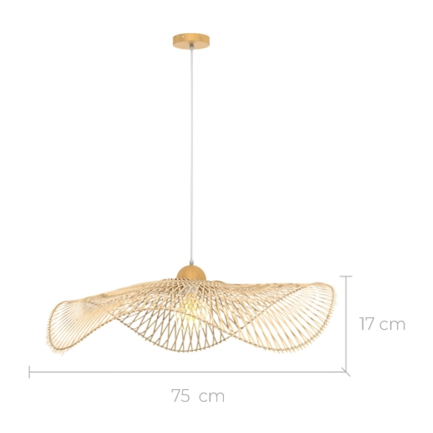 Suspension D75 cm en bambou avec fil blanc - Jipi