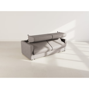 Julia - canapé lit 3 places convertible express couchage quotidien 140 cm matelas 18 cm en tissu - Gris