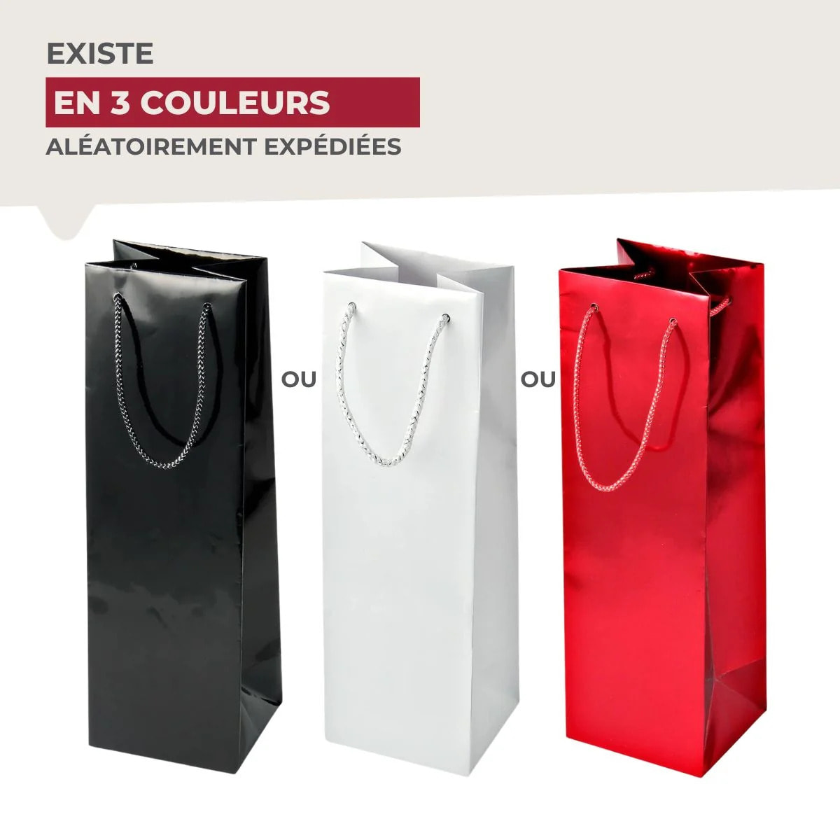 Lot de 2 pochettes cadeau pour bouteille de vin ou de champagne Fackelmann