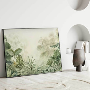 Affiche encadrée feuillage tropical aquarelle Affiche + cadre en métal - Noir