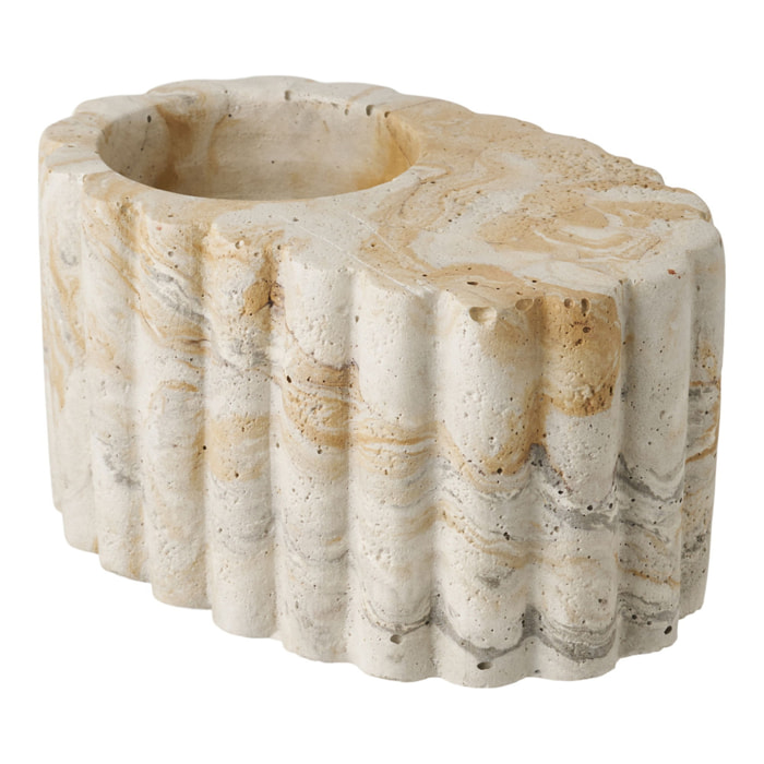 Portacandela per tealight in cemento marmorizzato marrone-beige ø10,5x5,5 cm