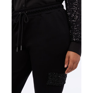 Fiorella Rubino - Pantalones cargo en tejido scuba con lentejuelas - Negro