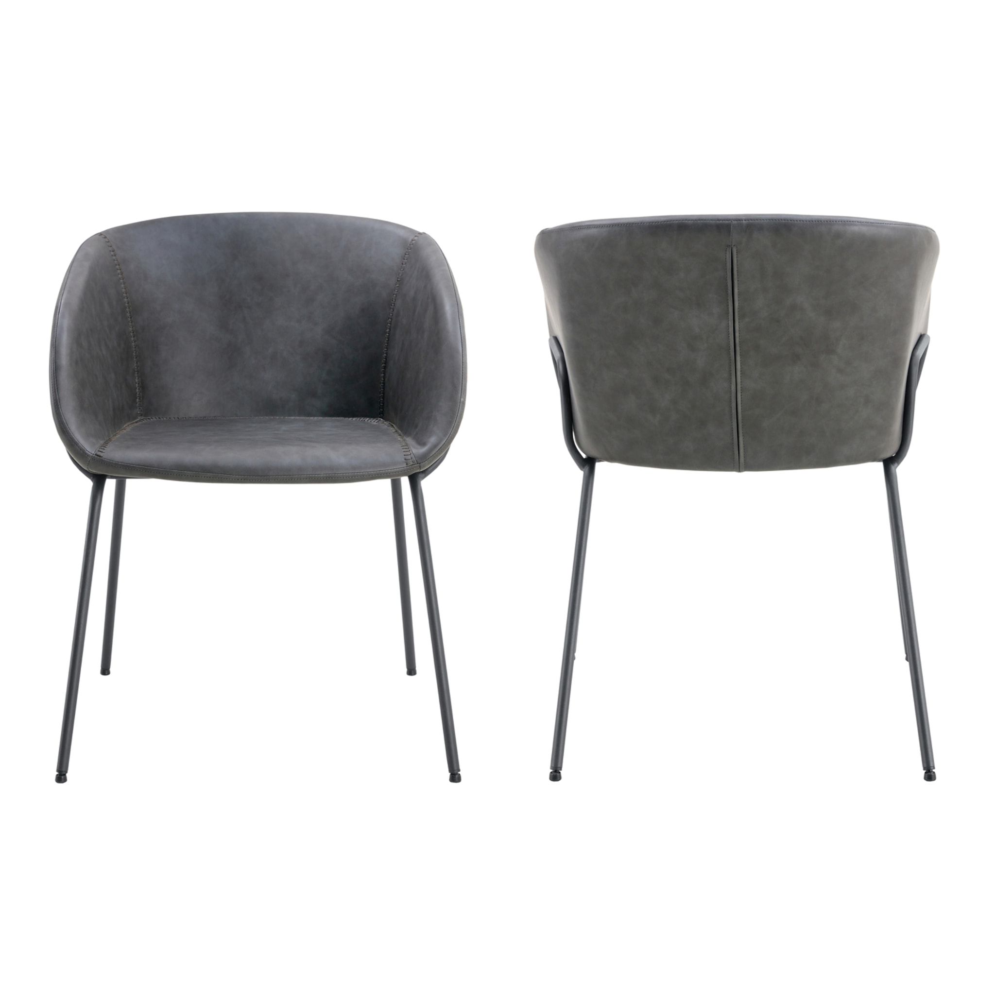Lot de 2 chaises en simili gris foncé ANDRÉ