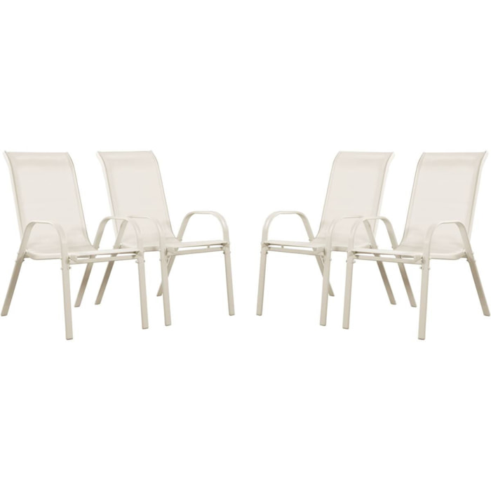 Fauteuil jardin Textilène "Cordoba" - Phoenix - Écru - Lot de 4