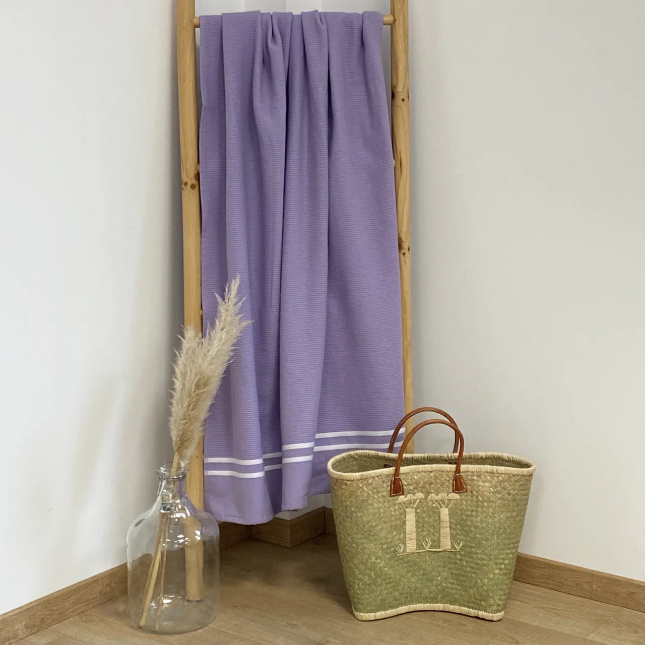 Fouta doublée éponge - Waffle Orchid - 90x170cm - 355g/m²