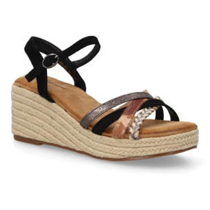 Sandalia de cuña para mujer, diseño de tiras cruzadas