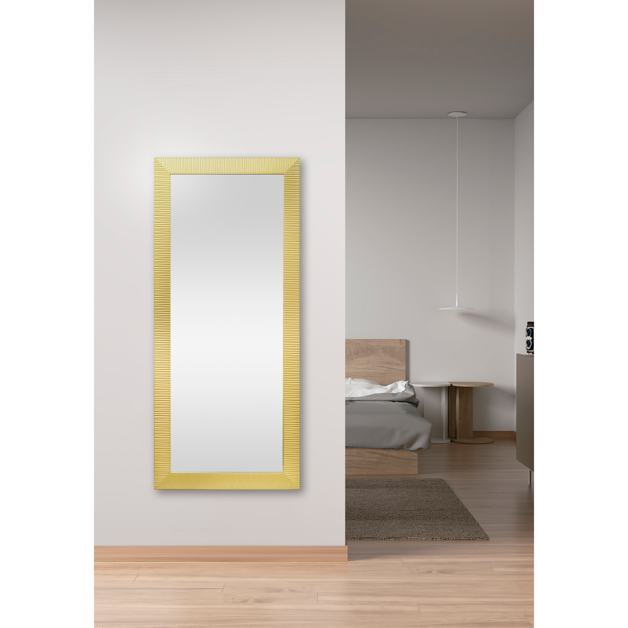 Espejo rectangular Parallel poliestireno dorado 143x63x2 cm