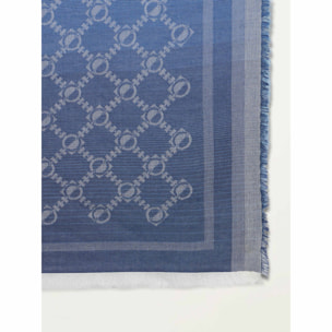 Oltre - Shaded scarf with all over logo - Light - blue