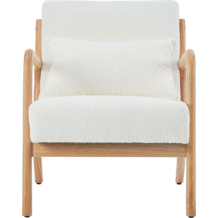 Fauteuil en bois et tissu bouclette - LANNA