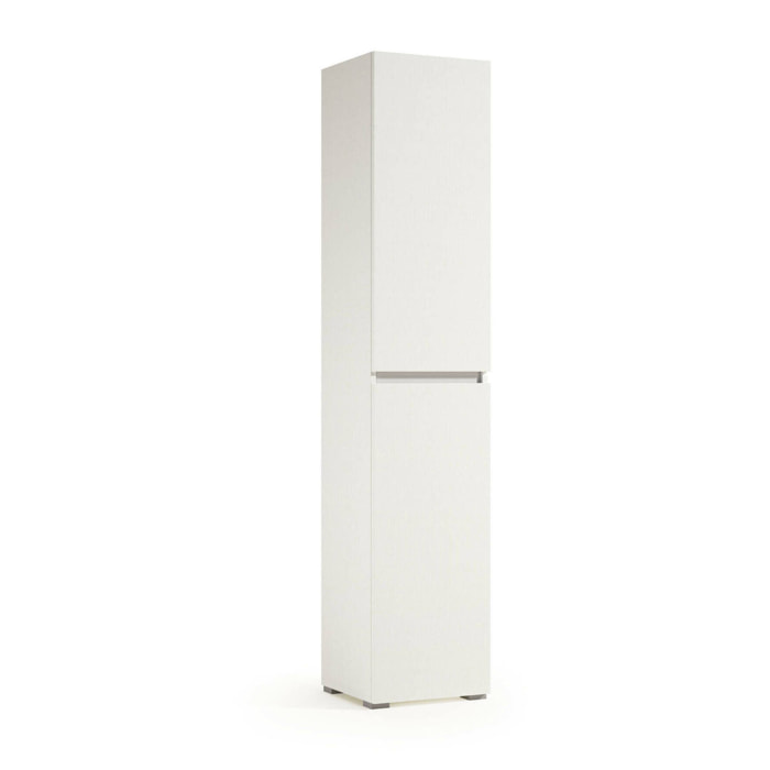 Armadio multiuso 2 ante Daisuke, Scarpiera con ripiani regolabili, Mobile porta scarpe a 2 ante, 100% Made in Italy, 45x37h195 cm, Bianco