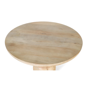Table Basse Ronde en Bois de Manguier 90 cm Style Japandi Scandinave