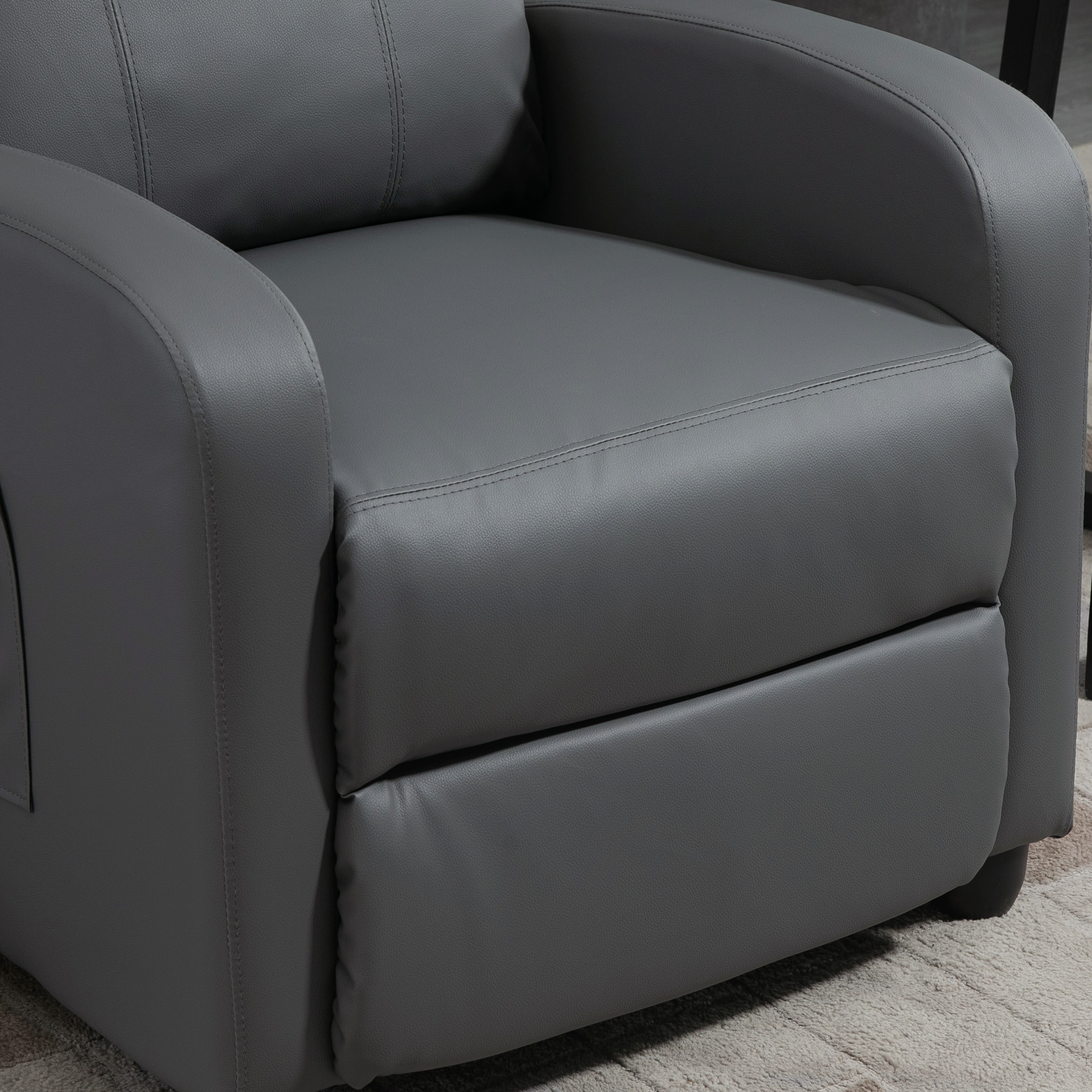 HOMCOM Sillón de Masaje Relax Reclinable con Mando a Distancia 2 Zonas de Masaje 8 Programas 5 Niveles de Intensidad y Temporizador Tapizado en PU 68x88x98 cm Gris