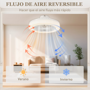 Ventilador de Techo con Luz LED 40 W Motor DC Reversible Lámpara Ventilador Techo Silenciosa con Mando a Distancia 6 Velocidades Temporizador para Salón Dormitorio Ø46 cm Blanco