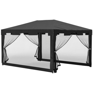 Tonnelle barnum 3 x 4 m 2 portes moustiquaire intégrale métal PE anthracite